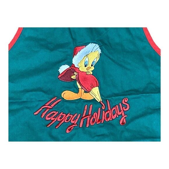 Tweety Bird Apron “Happy Holidays”Red and Green Baking Apron Warner Brothers 99 - Picture 4 of 5
